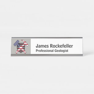 Geologist Nameplate with Rock Hammer Logo (USA)