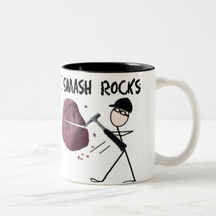 Geologist Stickman "I Smash Rocks" Two-Tone Coffee Mug