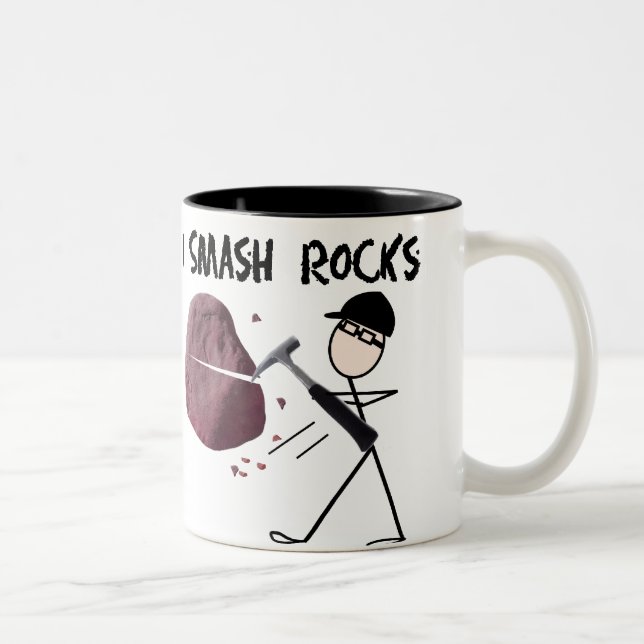 Geologist Stickman "I Smash Rocks" Two-Tone Coffee Mug (Right)