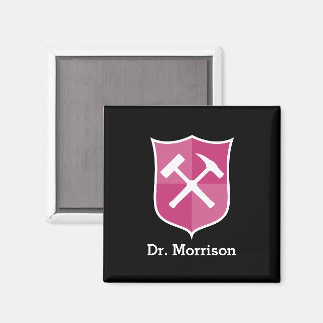 Geologist's Custom Rock Hammer and Shield Crest Magnet (Front/Back)