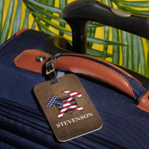 Geologist's Hammer and Shield- American Flag Luggage Tag