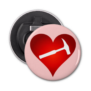 Geologist's Heart and Rock Hammer Bottle Opener