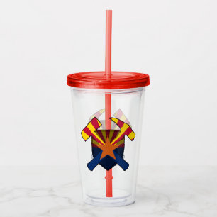 Geologist's Rock Hammer and Arizona Flag Logo Acrylic Tumbler