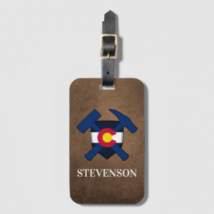 Geologist's Rock Hammer and Colorado Flag Logo Luggage Tag