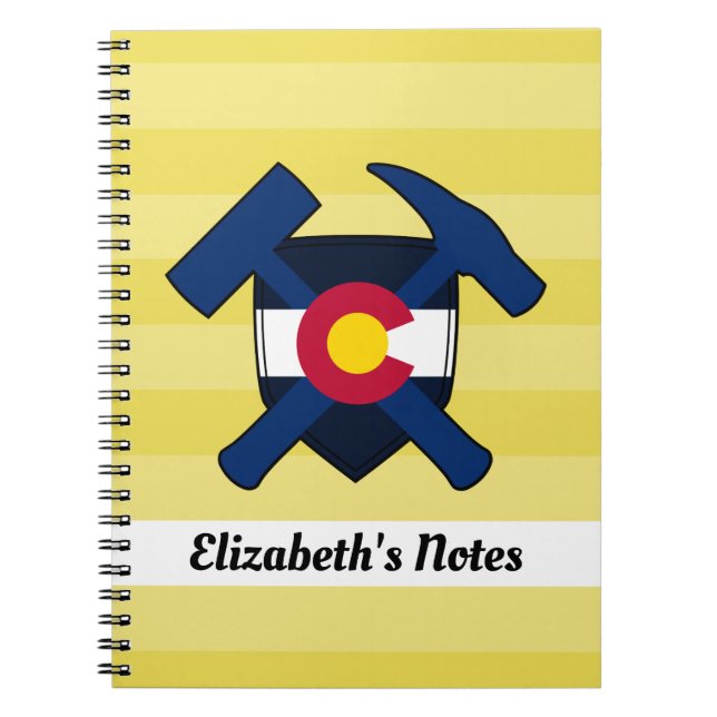 Geologist's Rock Hammer and Colorado Flag Logo Notebook (Front)