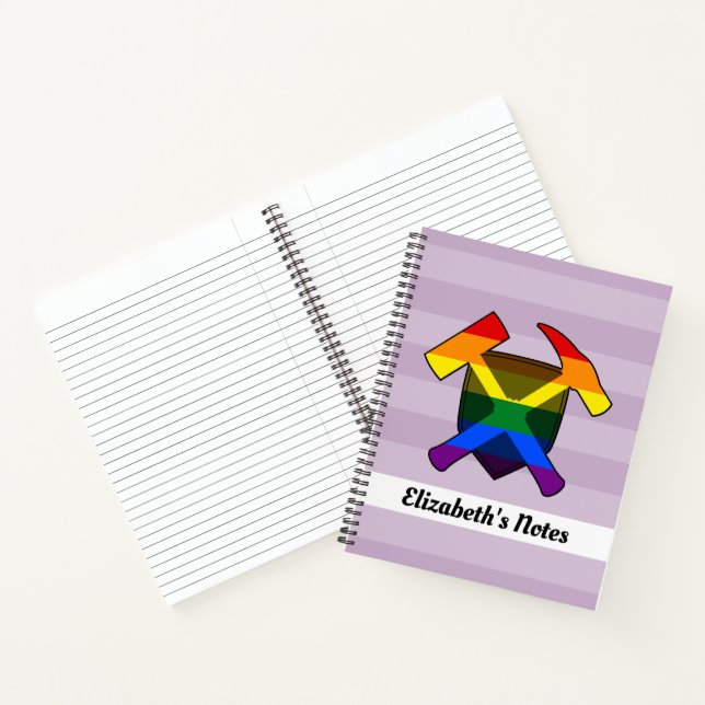 Geologist's Rock Hammer and LGBT Rainbow Flag Logo Notebook (Inside)