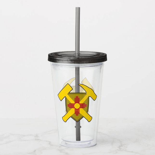 Geologist's Rock Hammer and New Mexico Flag Logo Acrylic Tumbler (Front)