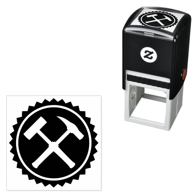 Geologist's Rock Hammer Badge Self-inking Stamp (In Situ)