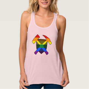 Geologist's Rock Hammer Shield- LGBT Pride Flag Singlet