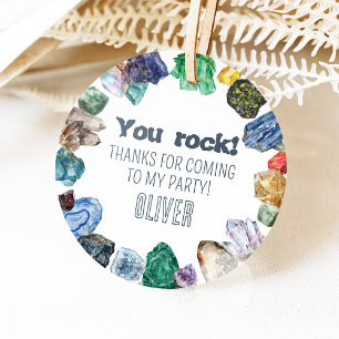 Geology Birthday Dig Party Circle Favour Tags