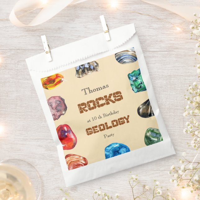 Geology birthday party rocks gemstone favour bags (Clipped)