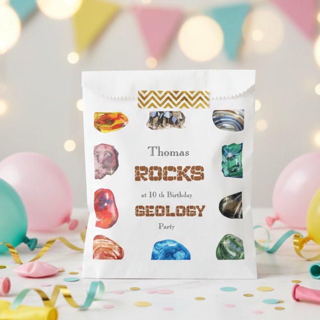 Geology birthday party rocks gemstone favour bags (Creator Uploaded)