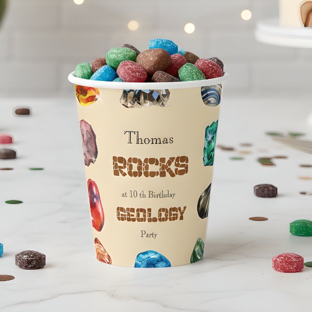 Geology birthday party rocks gemstone paper cups (Creator Uploaded)