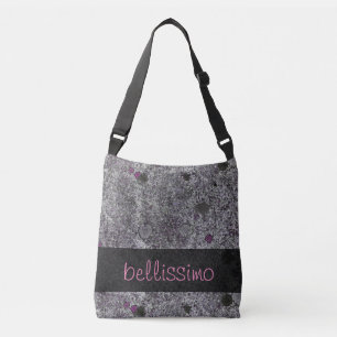 Geology Granite Grey with Pink Details any Text Crossbody Bag