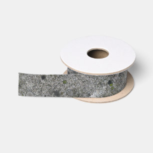 Geology Grey Granite Rock with Moss Satin Ribbon