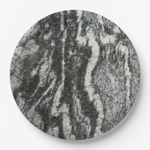 Geology Grey Rock Decorative Feline Pattern Melami Paper Plate