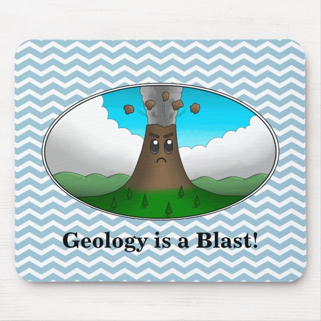 Geology is a Blast! Cartoon Volcano Mouse Pad (Front)