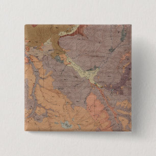 Geology Map, Yellowstone National Part, Wyoming 15 Cm Square Badge