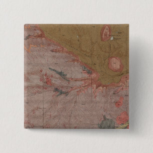 Geology Map, Yellowstone National Part, Wyoming 3 15 Cm Square Badge