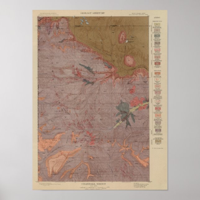 Geology Map, Yellowstone National Part, Wyoming 3 Poster (Front)