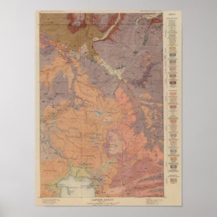 Geology Map, Yellowstone National Part, Wyoming Poster