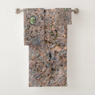 Geology Natural Granite with Moss Photo Bath Towel Set