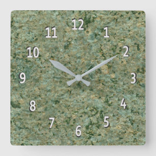 Geology Nature Photo Green Rock Texture Square Wall Clock