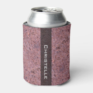 Geology Pink Rock Texture with Name Can Cooler