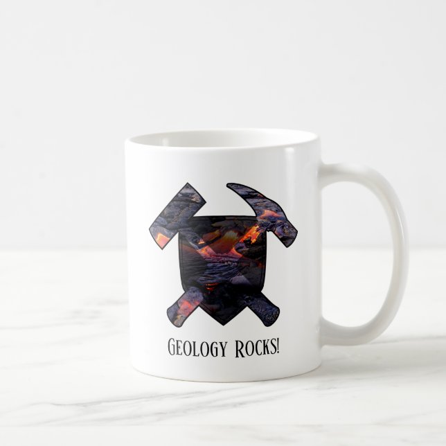 "Geology Rocks" Hammer Logo w/ Hawaiian Lava Flow Coffee Mug (Right)
