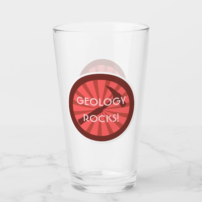 Geology Rocks! Rock Hammer Logo Glass (Front)