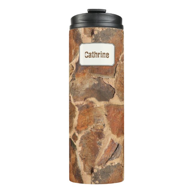 Geology Stone Wall Structure Custom Name Thermal Tumbler (Front)