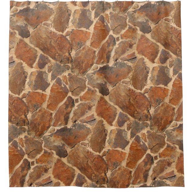 Geology Stone Wall Structure Golden Orange Shower Curtain (Front)