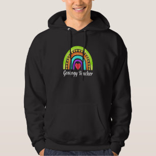 Geology Teacher Hearts & Rainbows Hoodie