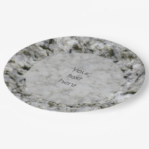 Geology White Granite Rock Texture any Text Paper Plate