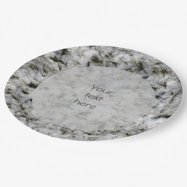 Geology White Granite Rock Texture any Text Paper Plate (Angled)