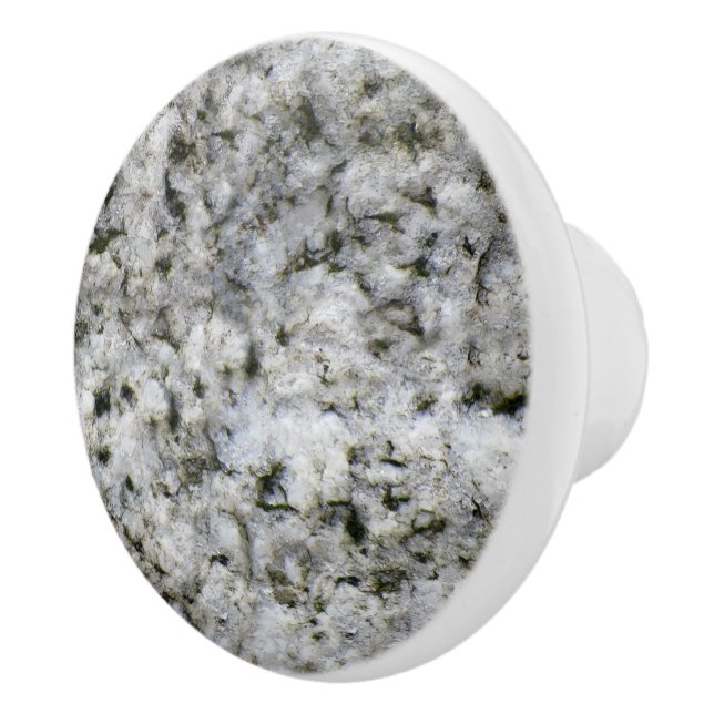 Geology White Granite Rock Texture Ceramic Knob (Right)