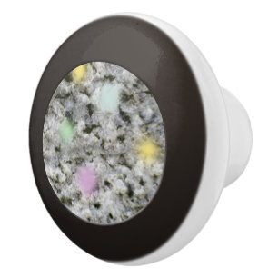 Geology White Granite Rock Texture Pastel Dots Ceramic Knob