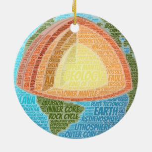 Geology Word Cloud Ceramic Tree Decoration