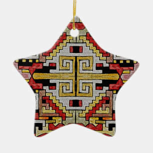Geomethric Tribal/Ethnic Pattern Ceramic Tree Decoration