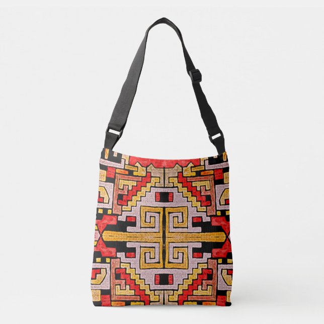 Geomethric Tribal/Ethnic Pattern Crossbody Bag (Front)