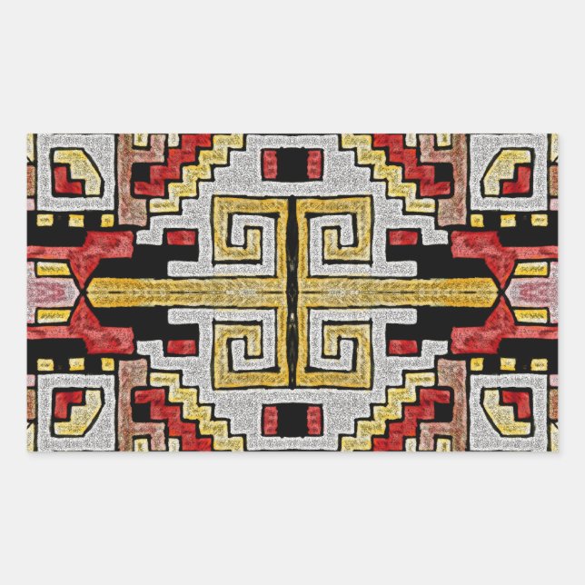 Geomethric Tribal/Ethnic Pattern Rectangular Sticker (Front)