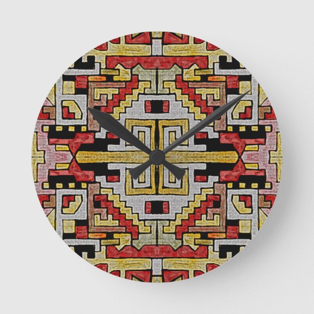 Geomethric Tribal/Ethnic Pattern Round Clock (Front)