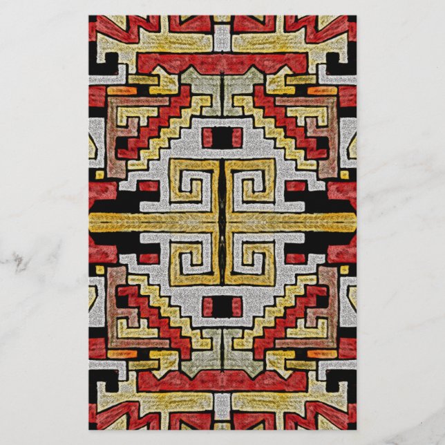 Geomethric Tribal/Ethnic Pattern Stationery (Front)