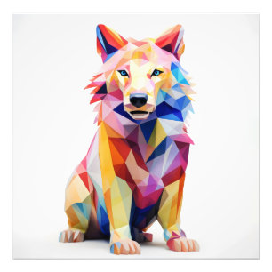 Geometical Colourful Dog Photo Print