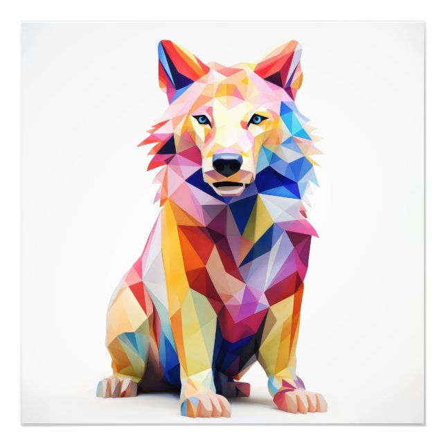 Geometical Colourful Dog Photo Print (Front)