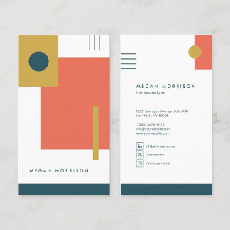 geometria bauhaus retro yellow red business card