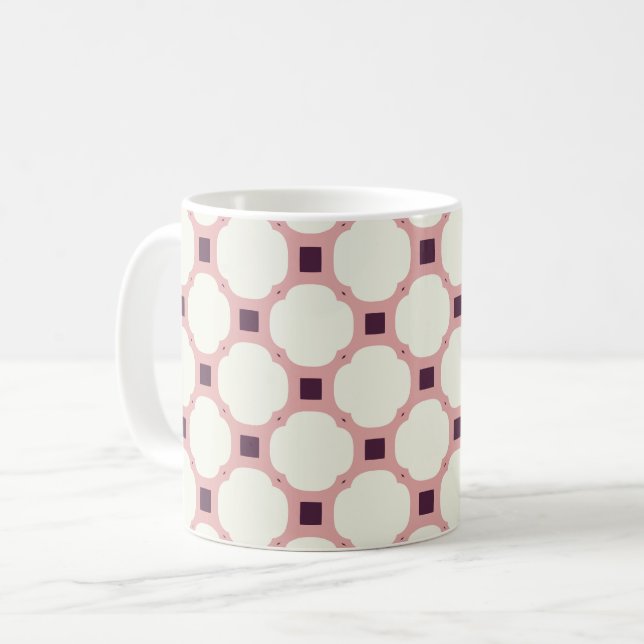 Geometric 008 neutral & pink coffee mug (Front Left)
