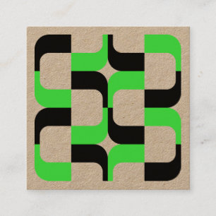Geometric 020614 - Black and Green Square Business Card