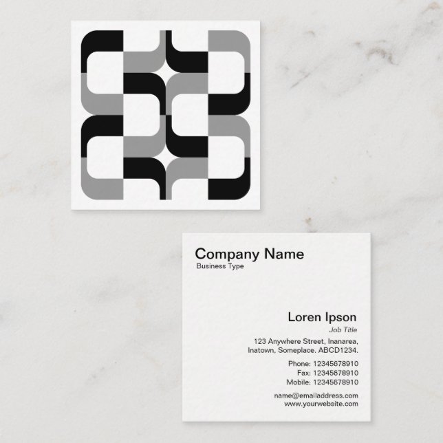 Geometric 020614 - Black and Grey Square Business Card (Front/Back)