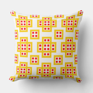 Geometric 030614 - Amber and Red on White Cushion